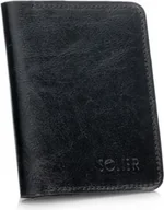 Portfele - Solier Cienki skórzany męski portfel z bilonówką SOLIER SLIM CZARNY - miniaturka - grafika 1