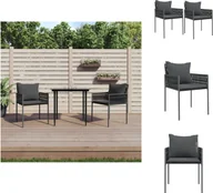 Fotele i krzesła ogrodowe - vidaXL Krzesła ogrodowe z poduszką 2 szt. czarne 54x61x83 cm polirattan - Krzesła ogrodowe - miniaturka - grafika 1