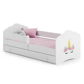 Łóżka dla dzieci i młodzieży - Łóżko dziecięce FALA z szufladą i barierką 160x80 Róg jednorożca - miniaturka - grafika 1