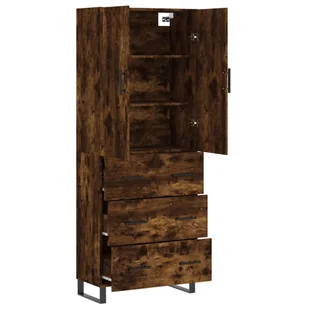Witrynka przydymiony dąb 69,5x34x180 cm materiał drewnopochodny Lumarko! - Witryny - miniaturka - grafika 5