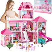 Domki dla lalek - Duży Domek Dla Lalek Villa Rozkładany z Mebelkami, Laleczkami i Pieskami XXL - miniaturka - grafika 1