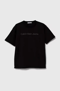 Calvin Klein Jeans t-shirt dziecięcy kolor czarny z aplikacją - Koszulki dla chłopców - miniaturka - grafika 1
