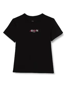 Armani Exchange Damska koszulka z logo Capsule Regular Fit Crew Neck, Schwarz, L - Koszulki i topy damskie - miniaturka - grafika 1
