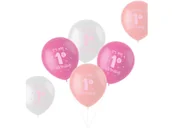 Baby shower i roczek - Zestaw balonów lateksowych na roczek różowy - 33 cm - 6 szt. - miniaturka - grafika 1