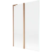 Parawany nawannowe - Mexen Mist L parawan nawannowy 2-skrzydłowy 120 x 150 cm, transparent, miedź szczotkowana - 8A9L-120-011-65-00 - miniaturka - grafika 1