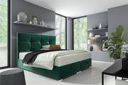 Łóżka - Łóżko kontynentalne pikowane z materacem Harry 2 140x200 Zielone - miniaturka - grafika 1