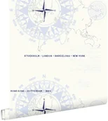 Kompasy - ESTAhome Tapeta kompasy jasnoniebieskim - 136421 - 53 cm x 10,05 m - miniaturka - grafika 1