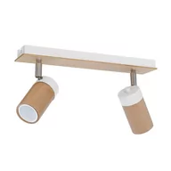 Lampy sufitowe - Milagro MLP9008 Baron White 2x8W Plafon biały/drewno - miniaturka - grafika 1