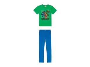 LEGO LEGO Piżama dziecięca z bawełną (t-shirt + spodnie) (134/140, Ninjago zielony/niebieski) - Piżamy chłopięce - miniaturka - grafika 1