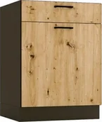 Szafki kuchenne - Stolkar Szafka kuchenna stojąca ANIKA D60S/1 P/L grafitowa/dąb artisan STOLKAR - miniaturka - grafika 1