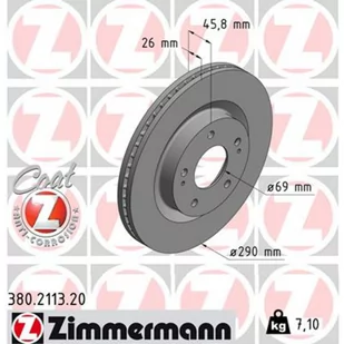 Tarcza hamulcowa ZIMMERMANN 380.2113.20 - Tarcze hamulcowe - miniaturka - grafika 1