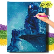 Zabawki kreatywne - DIAMOND PAINTING 5D z RAMĄ Kosmos Haft Diamentowy Duży Astronauta i gwiazdy Mozaika 40x50 cm - miniaturka - grafika 1