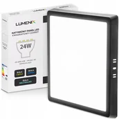 Lampy sufitowe - Panel plafon sufitowy Led Natynkowy Kwadrat 24W 2160lm Nie mruga CCD Czarny - miniaturka - grafika 1