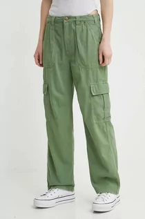 Spodnie damskie - Billabong spodnie bawełniane kolor zielony szerokie high waist ABJNP00419 - grafika 1