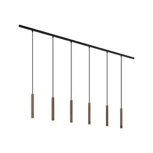 QAZQA Nowoczesny system oświetlenia szynowego z 6 lampami wiszącymi w kolorze brązu, jednofazowy - Slimline Keno - Lampy sufitowe - miniaturka - grafika 1