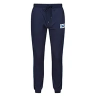 Spodnie męskie - DKNY Męskie Jersey Cuffed Lounge spodnie w kolorze niebieskim z marką Hip Print, Contrasting Nogi Rurociągi & Branded Draw Cord Ends Spodnie Męskie, Navy, L - miniaturka - grafika 1