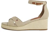 Espadryle damskie - TOMMY HILFIGER Damska flaga CRISS-CROS MID WEDGE ESPAD Espadryle, BEŻOWA (chrzan), 35 UK, Beżowy chrzan, 38 EU - miniaturka - grafika 1