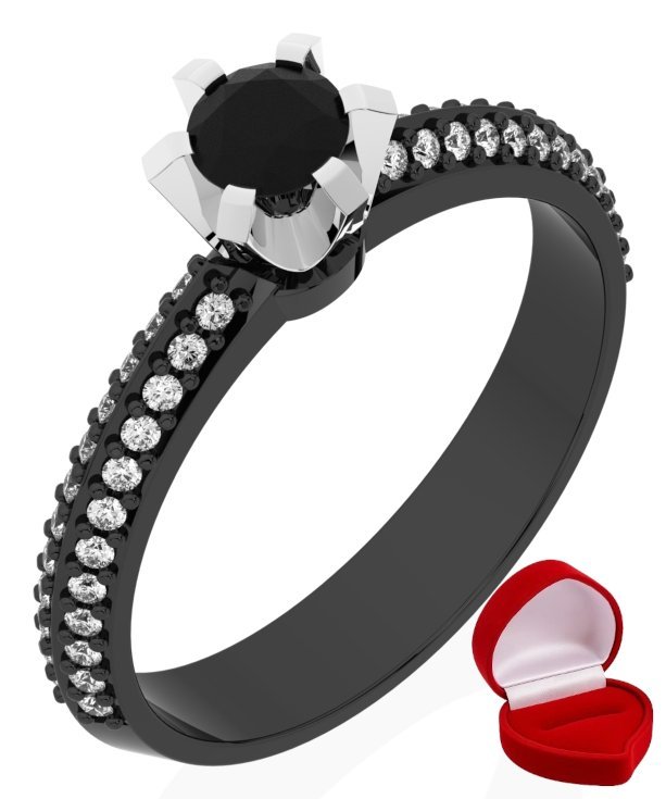 ZŁOTY PIERŚCIONEK ZARĘCZYNOWY 585 14k BRYLANT CZ. 0,24 ct CZARNE ZŁOTO R8