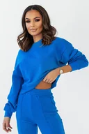 Bluzy damskie - Niebieska krótka bluza Lamia M/L - miniaturka - grafika 1