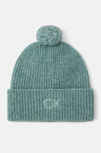 Calvin Klein czapka wełniana kolor turkusowy wełniana K60K612586 - Czapki damskie - miniaturka - grafika 1