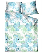 Pościel - Pościel satynowa 220x200 kwiaty błękitne zielone Saint Tropez Frotex 23 - miniaturka - grafika 1