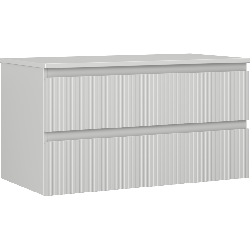 Mexen Rivel szafka łazienkowa podumywalkowa 90 cm z blatem, 2 szuflady, ryflowana , szara mat - 91A20-09047-2-BFFC62