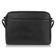 Torebki damskie - Torebka damska skórzana na ramię ze złotymi okuciami czarna si-38-blz - miniaturka - grafika 1