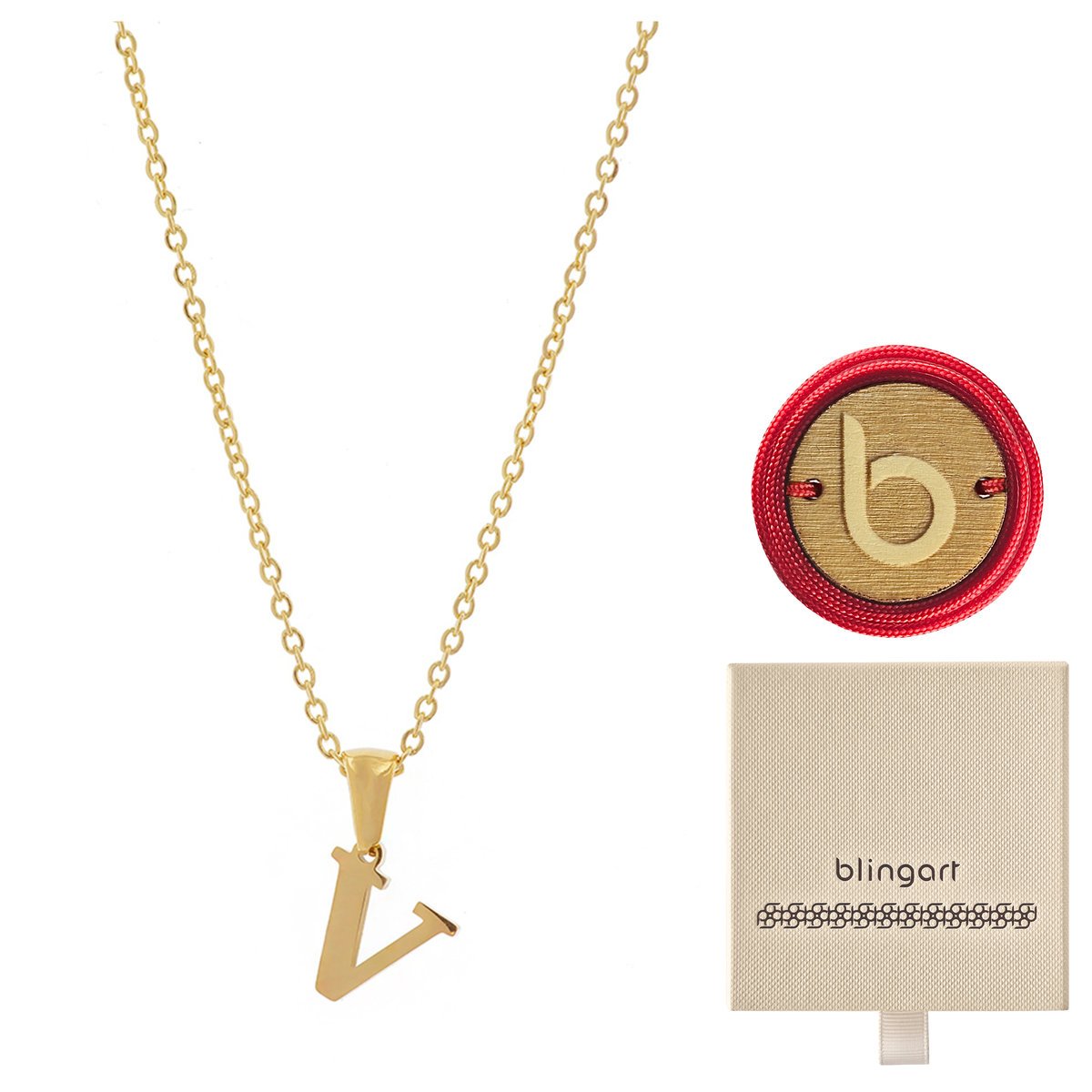 Naszyjnik Łańcuszek Celebrytka Pozłacany Literka V