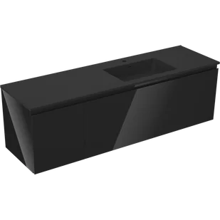 Mexen Orio szafka łazienkowa 160 cm z umywalką Otis prawą, 1S, 1D, czarna połysk/czarna mat - 91A13-16047-3-BBFF70-W18P71 - Szafki łazienkowe - miniaturka - grafika 1