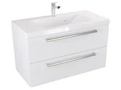 Szafki łazienkowe - Szafka Wisząca Z Umywalką ATH 80 cm - Biały Mat - Uchwyty Stal Szczotkowana - miniaturka - grafika 1