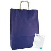 Akcesoria do pakowania - TORBY papierowe 24x10x32cm Torebki prezentowe A4 GRANATOWE pakiet 25 sztuk - miniaturka - grafika 1