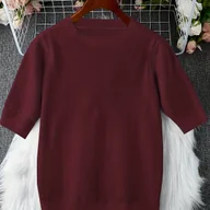 Swetry damskie - TEMU Damski Sweter z Okrągłym Dekoltem - Miękki, Elastyczny, Luźny Fason, Jednokolorowy Top na Każdą Porę Roku, Pranie w Praniu Maszynowym, Elegancka - miniaturka - grafika 1