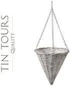 Kwietniki - SZARY WIKLINOWY KOSZ WISZĄCY NA KWIATY 28x28x32/68 cm - miniaturka - grafika 1