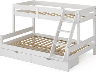 Vitalispa Łóżko piętrowe Everest, 140x200 / 90x200 cm z szufladami, Biały - Łóżka dla dzieci i młodzieży - miniaturka - grafika 1
