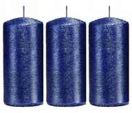 Świece - Świece ozdobne granatowe walec kokon 12/6 zestaw 3 - miniaturka - grafika 1