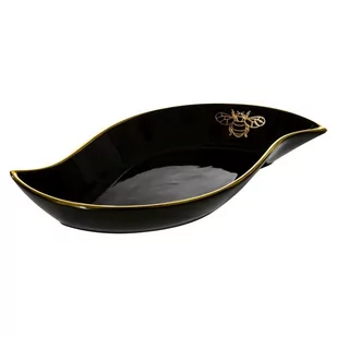 Patera Ceramiczna Lori I 36X18X5 Czarna + Złota - Tace i patery - miniaturka - grafika 1
