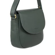 Torebki damskie - Skórzana torebka damska na ramię mini listonoszka ciemnozielona - miniaturka - grafika 1