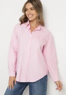 Koszule damskie - Różowa Koszula z Bawełną i Ozdobnym Napisem Firriva - miniaturka - grafika 1