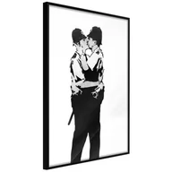 Plakaty - Plakat - Banksy: Kissing Coppers I (rozmiar 40x60, wykończenie Rama złota z passe-partout) - miniaturka - grafika 1