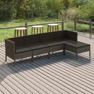 Meble ogrodowe - vidaXL 5-cz zestaw wypoczynkowy do ogrodu poduszki rattan PE szary 3094382 - miniaturka - grafika 1
