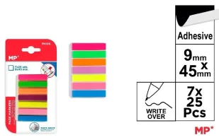 Zakładki indeksujące fluor 45x9mm 7x25szt - MP Main Paper - Zakładki do książek - miniaturka - grafika 1