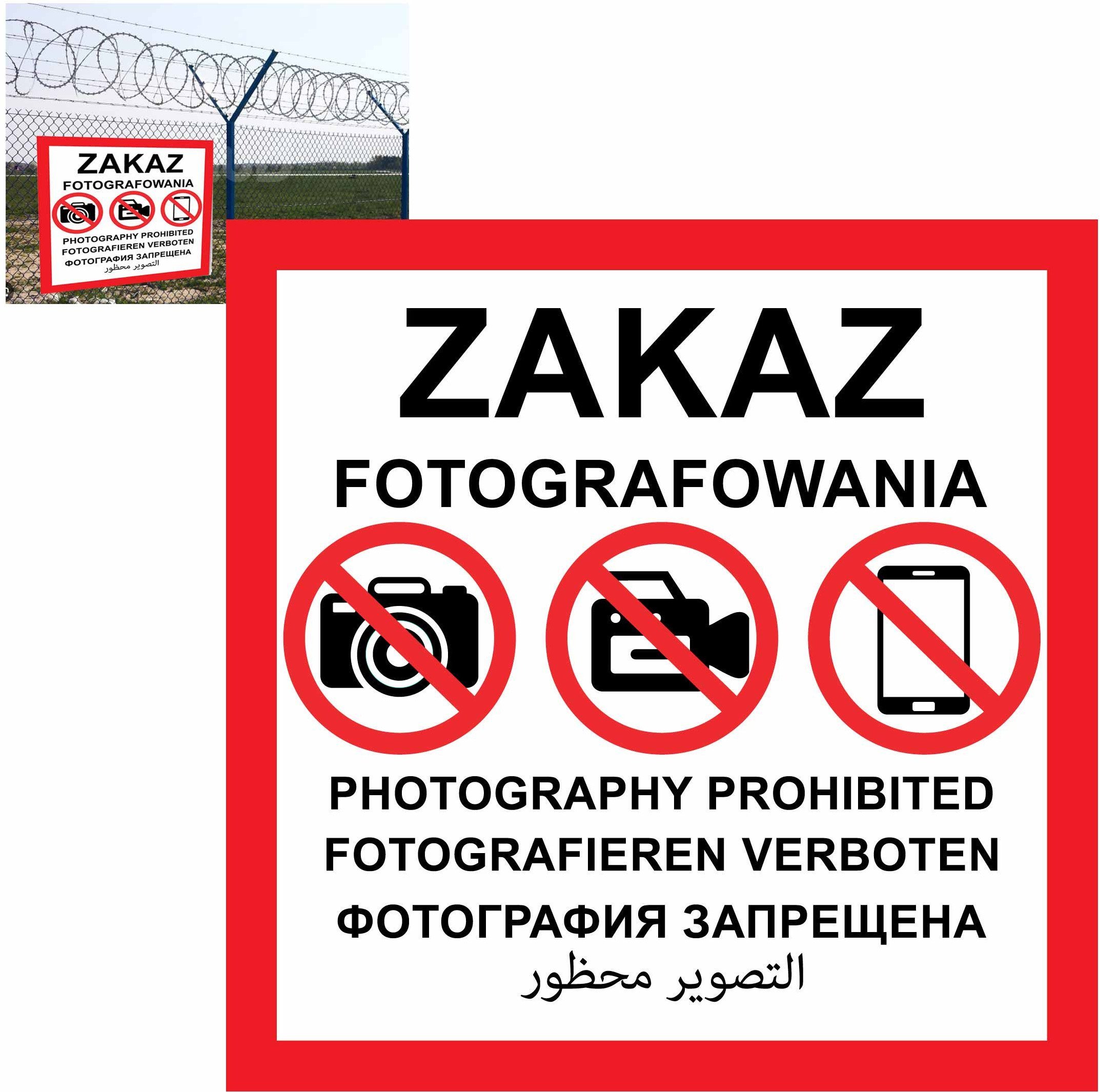 Libres Polska Zakaz Fotografowania - Tablica Zgodna Z Mon Płyta 3 Mm 60X60Cm Wodoodporna Sp Je024 Zakaz Pianka