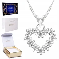 Łańcuszki - Naszyjnik Srebrny Łańcuszek 925 Serce w Kwiaty Kwiatki Serduszko z Kwiatami - miniaturka - grafika 1