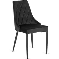 Krzesła - Krzesło Tapicerowane Welurowe Pikowane Loft Do Jadalni Salonu Czarne CORK - miniaturka - grafika 1