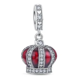 Zawieszka Charms SREBRO 925 Koralik do PANDORA Czerwona Korona Królewska - Wisiorki - miniaturka - grafika 1
