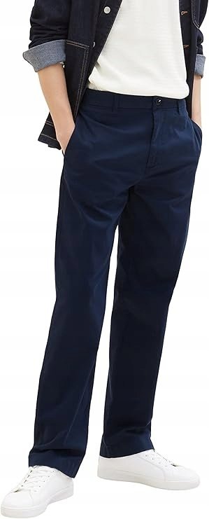 TOM TAILOR GRANATOWE ELEGANCKIE SPODNIE CHINOS Z BAWEŁNY 40 7AA