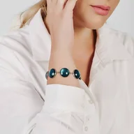 Bransoletki - Perłowa bransoletka w odcieniu morza e33/17 - miniaturka - grafika 1