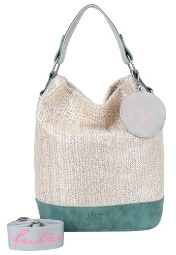 Fritzi Olga Limited Painted Straw Silver Jade Hobo torebka damska na ramię letnia festiwalowa zawieszka straw bag boho 37 x 27 x 17 cm, srebrny jadeit