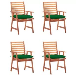 vidaXL Krzesła ogrodowe z poduszkami, 4 szt., lite drewno akacjowe! 3078340 - Fotele i krzesła ogrodowe - miniaturka - grafika 1