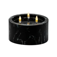 Świece - Świeca LED 3 płomienie efekt czarnego marmuru 8 x 15 cm ciepły biały CORTINA - miniaturka - grafika 1